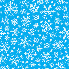 Christmas seamless doodle pattern with snowflakes