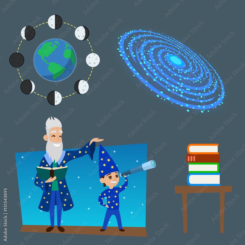 Wall mural astrology astronomy icons planet science universe space radar cosmos sign universe vector illustrati