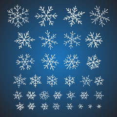 Set of different hand-drawn snowflakes