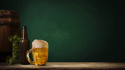 background of barrel and worn old table of wood