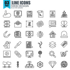 Simple set of web development line icons