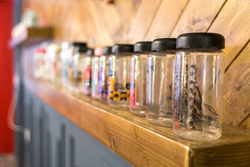 Group of Jars placed in line.