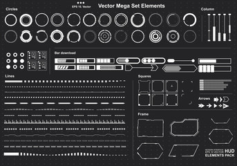 set of black and white infographic elements