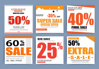 Sale banner templates, posters, email and newsletter designs. Set of season sale templates