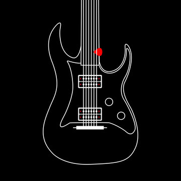 Creative designed of Flat Electric Guitar , Vector Illustrator eps10