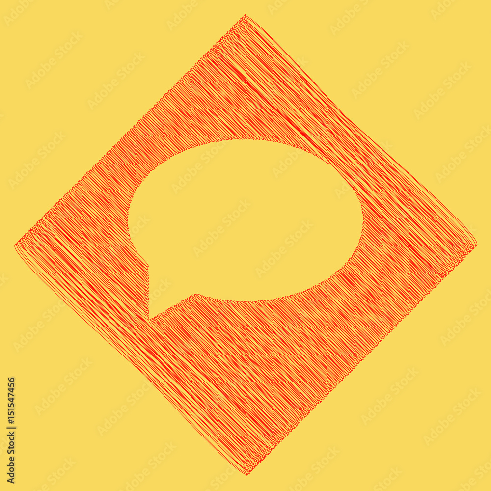 Aufkleber speech bubble icon. vector. red scribble icon obtained as a result of subtraction rhomb and path. ro