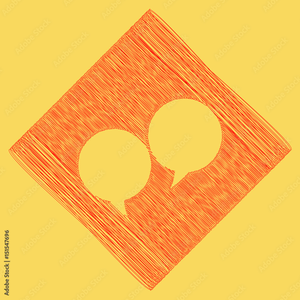 Aufkleber two speech bubble sign. vector. red scribble icon obtained as a result of subtraction rhomb and path