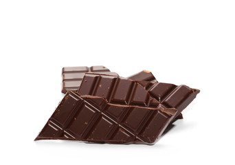 Chocolate bars isolated on white background