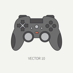 Line flat color vector computer part icon joystick. Cartoon. Digital gaming and business office pc desktop device. Innovation gadget. Gamepad. Illustration and element for your design and wallpaper.