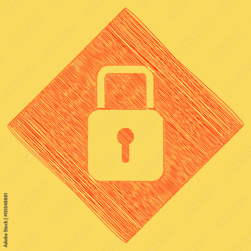 Aufkleber lock sign illustration. vector. red scribble icon obtained as a result of subtraction rhomb and path