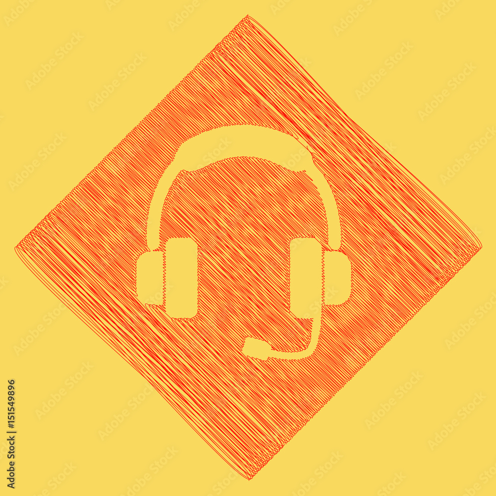 Poster support sign illustration. vector. red scribble icon obtained as a result of subtraction rhomb and p