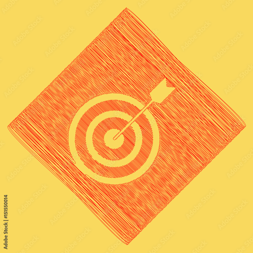 Aufkleber target with dart. vector. red scribble icon obtained as a result of subtraction rhomb and path. roya
