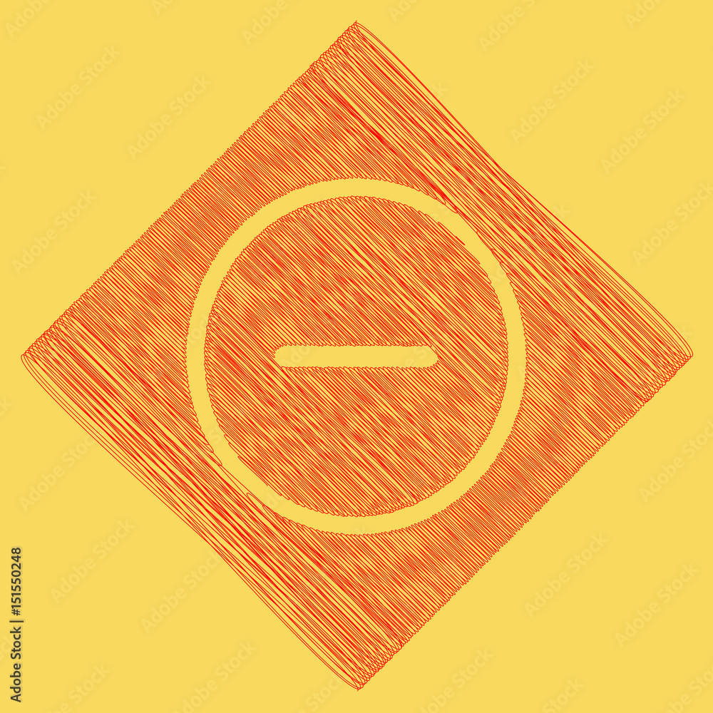 Poster negative symbol illustration. minus sign. vector. red scribble icon obtained as a result of subtract