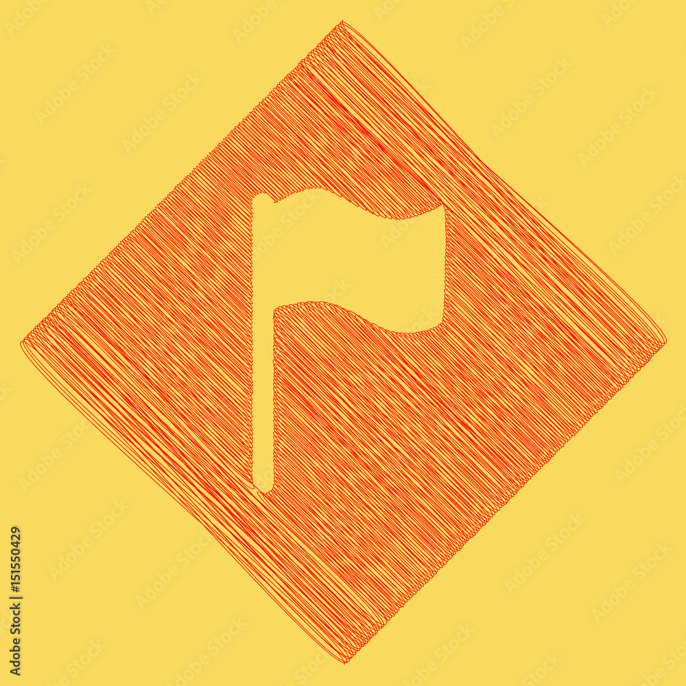 Poster flag sign illustration. vector. red scribble icon obtained as a result of subtraction rhomb and path