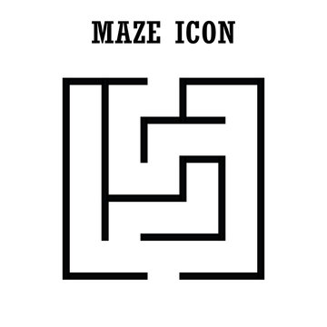Maze or  labyrinth icon,Rectangular shape,isolated on white background