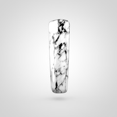 Glossy marble alphabet letter L lowercase isolated on white background.