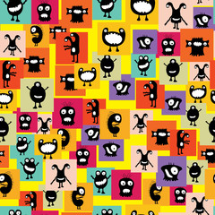 Funny and crazy monsters seamless pattern
