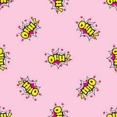 OHH Comic sound effects in pop art style seamless pattern