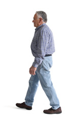 Full portrait walking on a white background