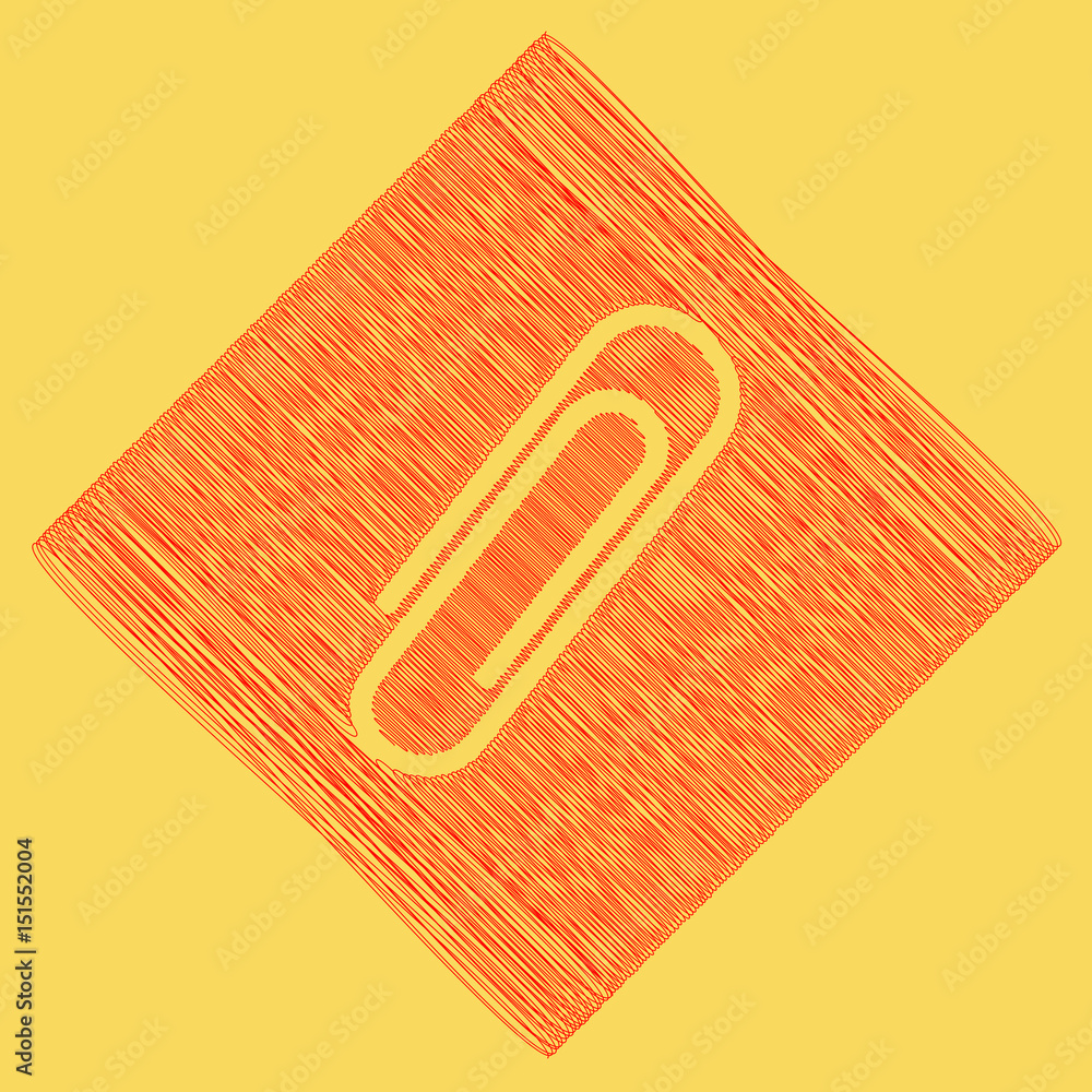 Poster clip sign illustration. vector. red scribble icon obtained as a result of subtraction rhomb and path