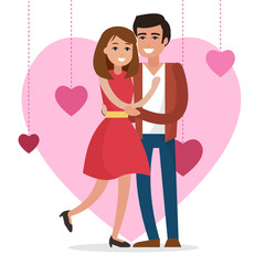 Love couple with gift.