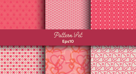 Heart shape vector seamless patterns