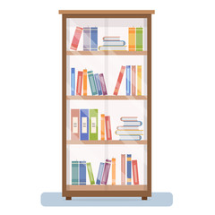 Bookcase on white background.