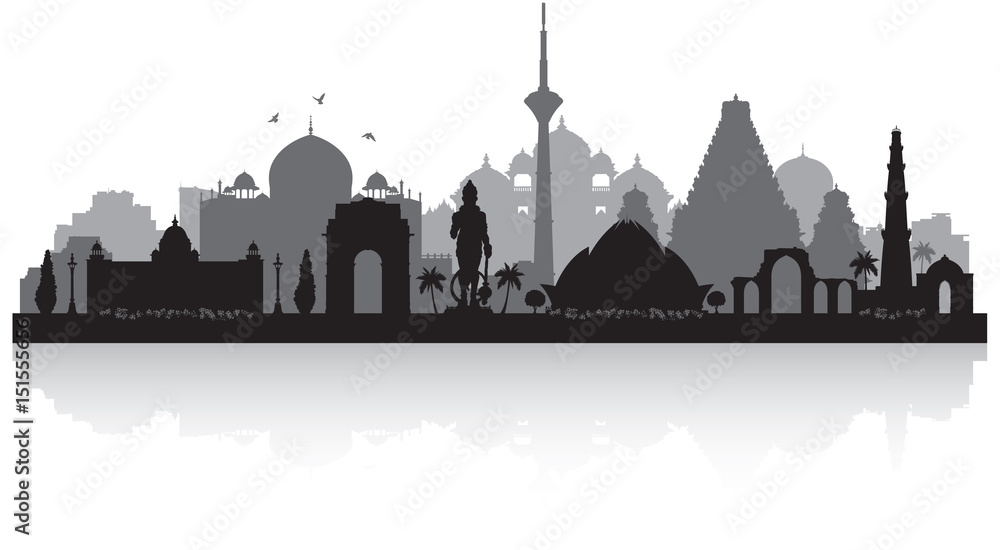 Wall mural Delhi India city skyline silhouette