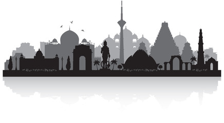 Delhi India city skyline silhouette © yurkaimmortal
