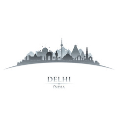 Fototapeta premium Delhi India city skyline silhouette white background