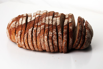 fresh bread loaf on white