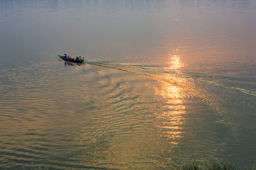 Fototapeta premium Mekong river at sunset time view in Kratie, Cambodia