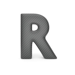 Alphabet made of Carbon fiber, letter R. 3D illustration