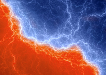 Fire and ice abstract lightning background, clash of the elements