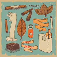 Vector illustrated tobacco products 