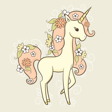 Fototapeta Unicorn in flowers