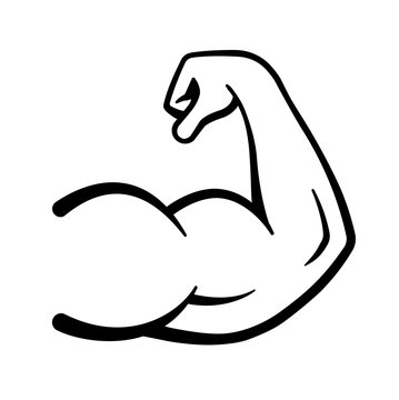 Strong power icon, muscle arms, bodybuilding icon - stock vector.