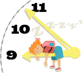 Little girl asleep on a chock arm, EPS 8 vector illustration