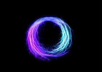 Cyan and purple ball lightning background, clash of the elements