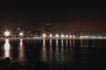 Coastal city at night