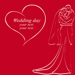 Wedding invitation with the bride and groom.