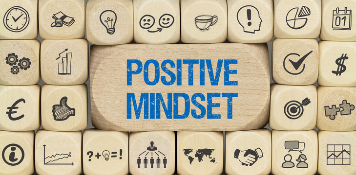 Positive Mindset / W&uuml;rfel mit Symbole