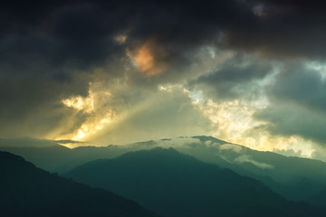 Sunset over Himalayan Mountains , Sikkim, India