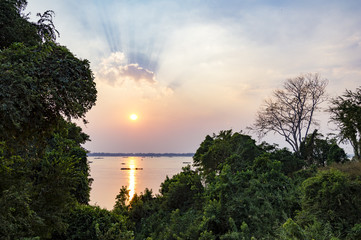 Mekong river at sunset time view in Kratie, Cambodia