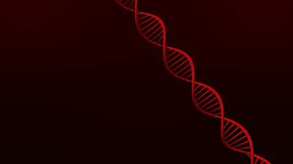 DNA structure on abstract red background 3d illustration