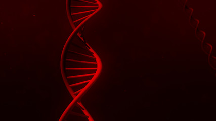 DNA isolated in red back ground 3d illustration