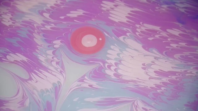 Creating painting with flower using the ebru technique