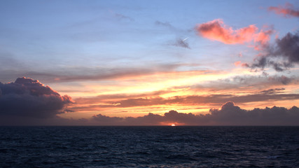 Sunset at sea as viewed from ship