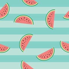 Cute seamless texture with water melons. Vector.