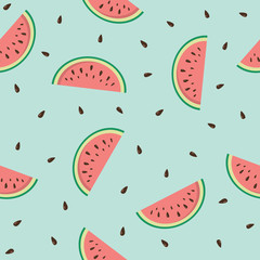 Cute seamless texture with water melons. Vector.